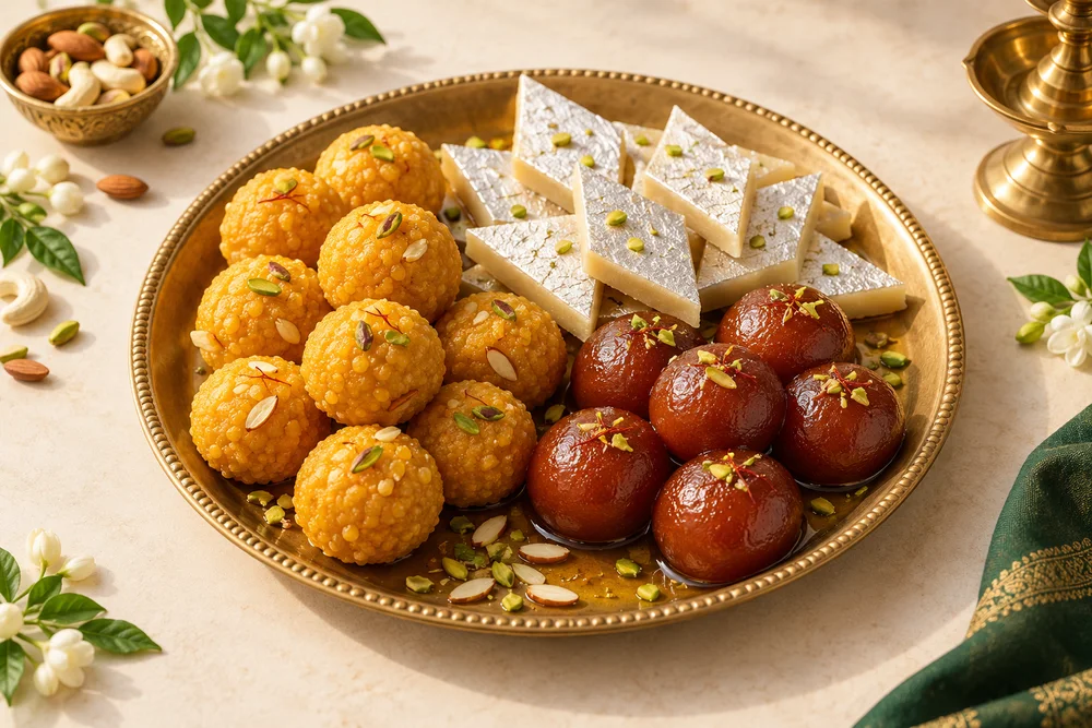 An assortment of Indian sweets